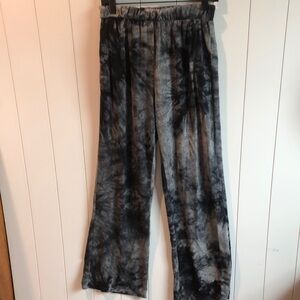 Coin 1804 Black and Gray Tie-Dye Pants loungewear w pockets high waist M